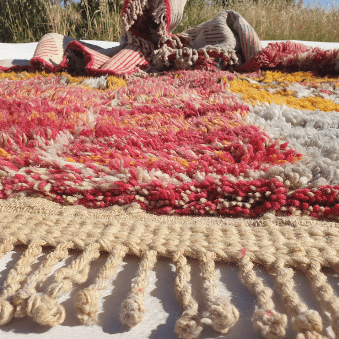 Customized Mabia | Oversized Red Moroccan Rug 8x10 ft | Authentic Handmade Boujad Berber Living room Rug - OunizZ