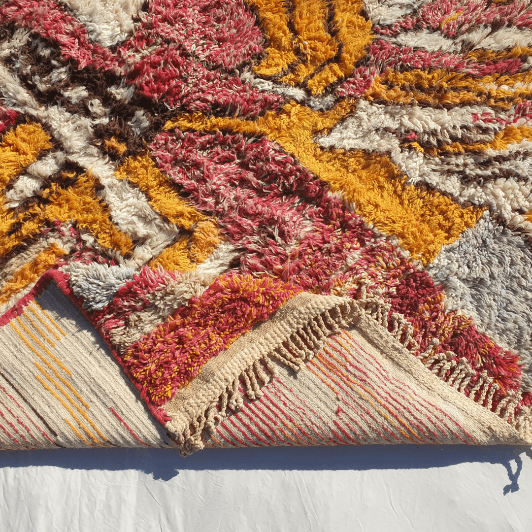 Customized Mabia | Oversized Red Moroccan Rug 8x10 ft | Authentic Handmade Boujad Berber Living room Rug - OunizZ