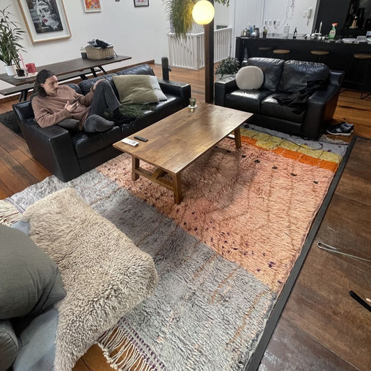 Customized MIBELADA (Ultra Fluffy Beni rug) | 9'5x8 Ft | 295x245 cm | Handmade Moroccan Beni Mrirt Rug | 100% wool - OunizZ