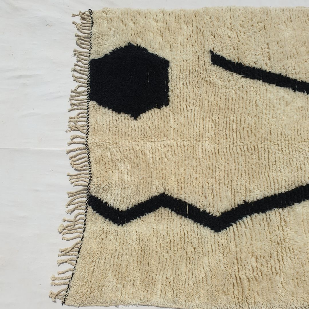 Customized Sidivia Beni Ourain Moroccan Rug 6x9 Ft | Berber Black & White 100% Authentic Wool - OunizZ