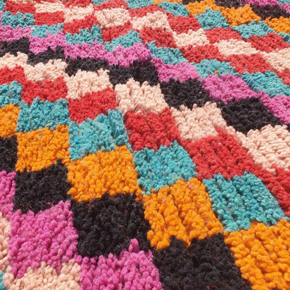 Customized STILA | 6'5x8'50 Ft | Moroccan VINTAGE Checkered Rug | 100% wool handmade - OunizZ