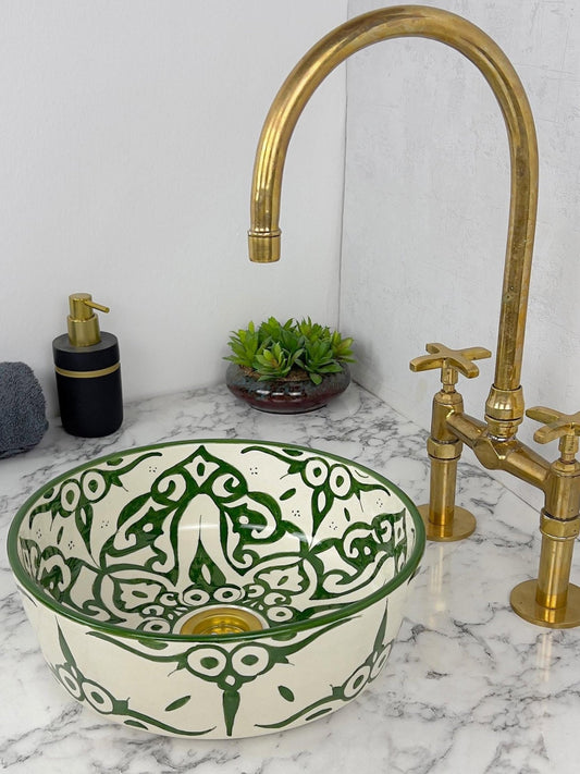 Demnate - Hand - painted Green Ceramic Bathroom Sink Vanity – Elegant, Customizable and Lead - Free - (ETMMT) - OunizZ