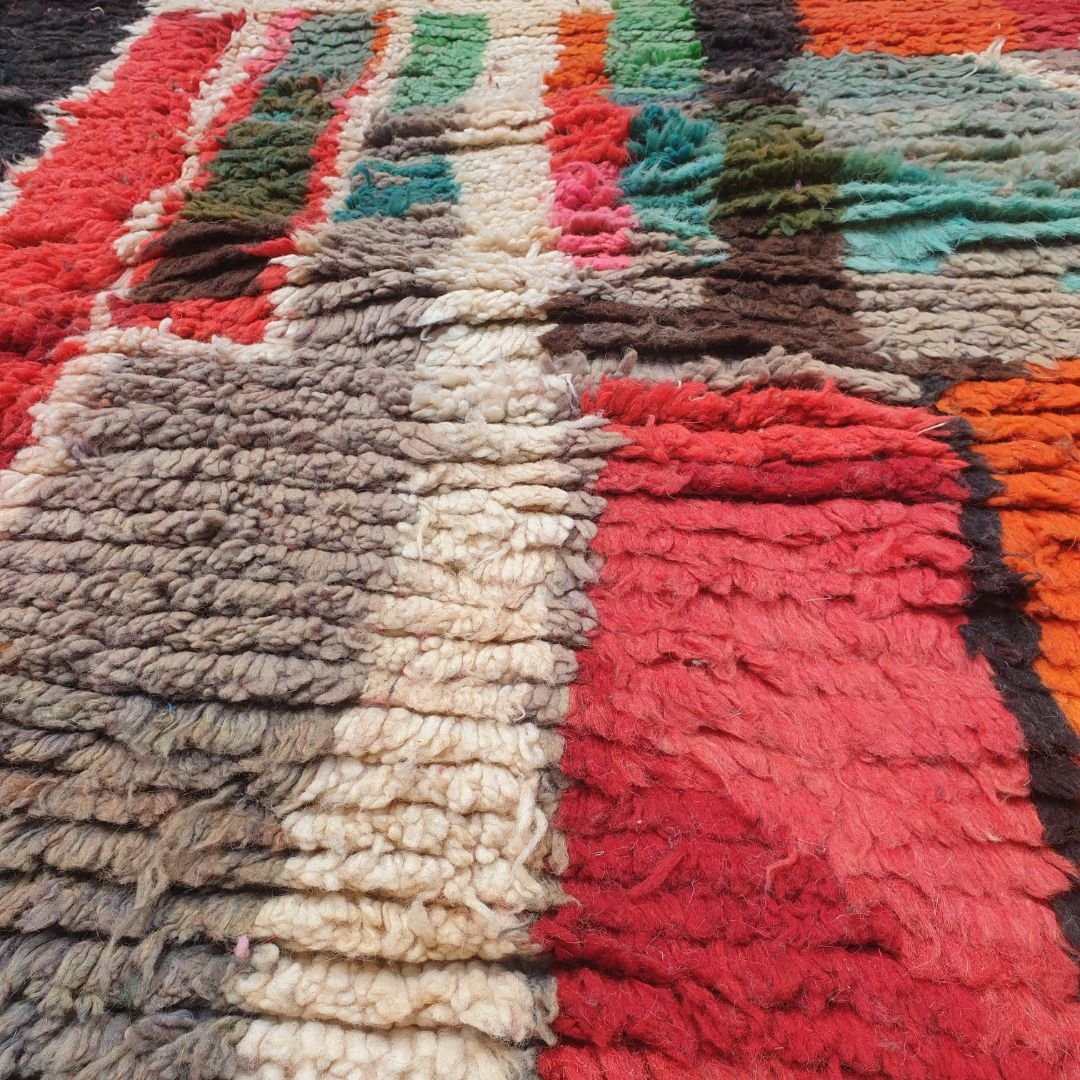 Dialra - 6x10 Moroccan Rug - Vibrant Red Diamond Boujad Berber Handwoven Carpet | 6'4"x10'2" Ft | 193x310 cm - OunizZ