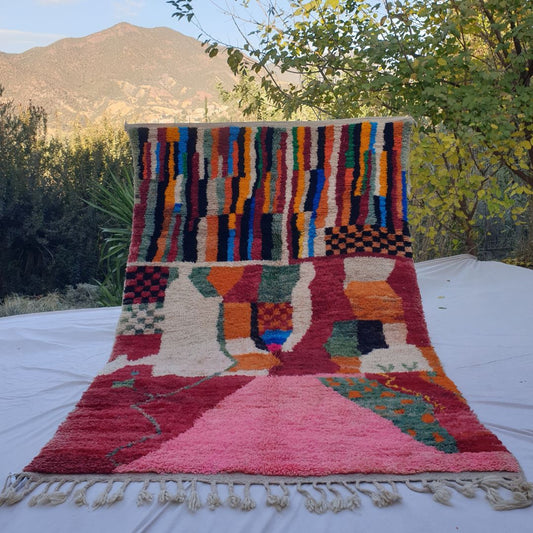 Dkana - Multicolored Berber Boujad 6x9 Moroccan Rug | Authentic handmade Moroccan Carpet | 6'17x9'97 Ft | 188x304 cm - OunizZ