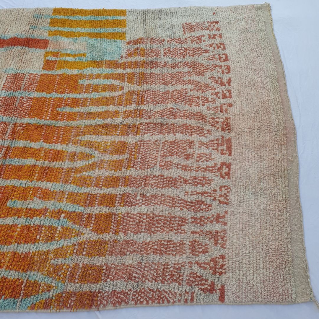 Dofla - Abstract Gradient 6x10 Boujad Moroccan Rug - Handwoven Orange and Yellow Berber Wool Carpet for Boho Decor | 6'23x10'73 Ft | 190x327 cm - OunizZ