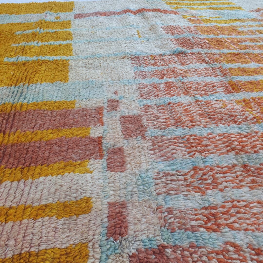 Dofla - Abstract Gradient 6x10 Boujad Moroccan Rug - Handwoven Orange and Yellow Berber Wool Carpet for Boho Decor | 6'23x10'73 Ft | 190x327 cm - OunizZ
