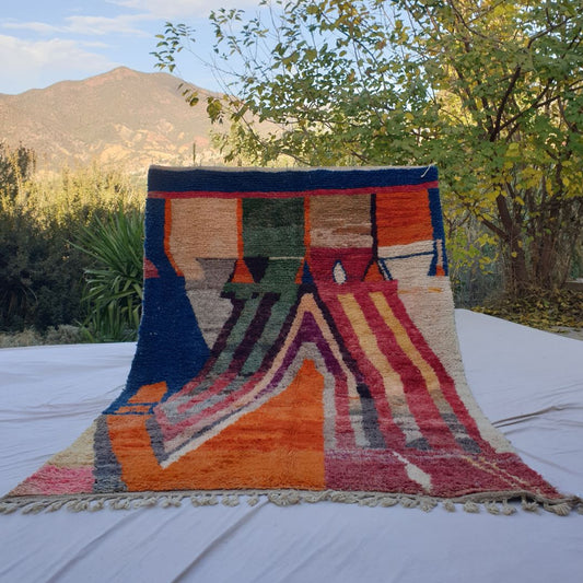 Ebama - Multicolored Berber Boujad 6x9 Moroccan Rug | Authentic handmade Moroccan Carpet | 6'89x9'68 Ft | 210x295 cm - OunizZ