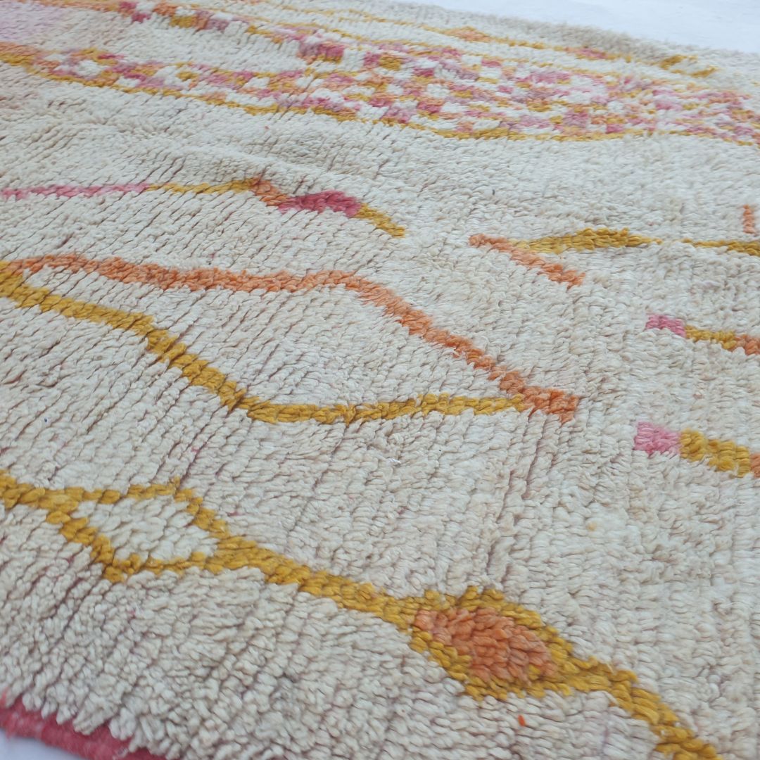 Fenaly - Figurative 6x10 Orange Boujad Moroccan Rug - Handwoven Berber Tribal Art Carpet | 6'10x10'33 Ft | 186x315 cm - OunizZ