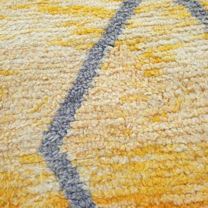 Gawya | Yellow Moroccan Rug 7x9 Authentic Beni Ourain | Handmade Berber Wool Carpet | 7'22x9'84 Ft | 220x300 cm - OunizZ