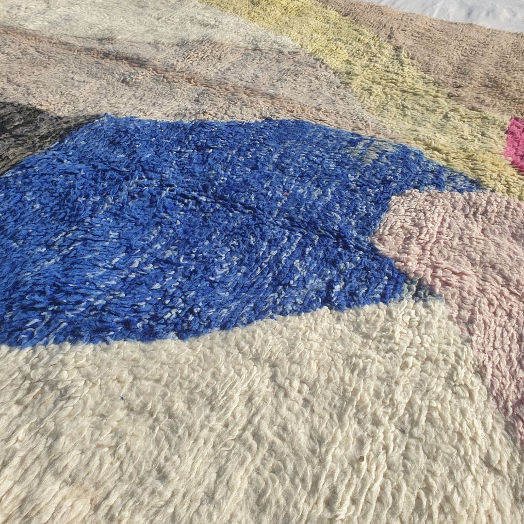 Ghlama | Abstract 6x9 Multi - Color Beni Ourain Rug - Soft Plush Berber Wool Shag Carpet | 6'89x9'55 Ft | 210x291 cm - OunizZ