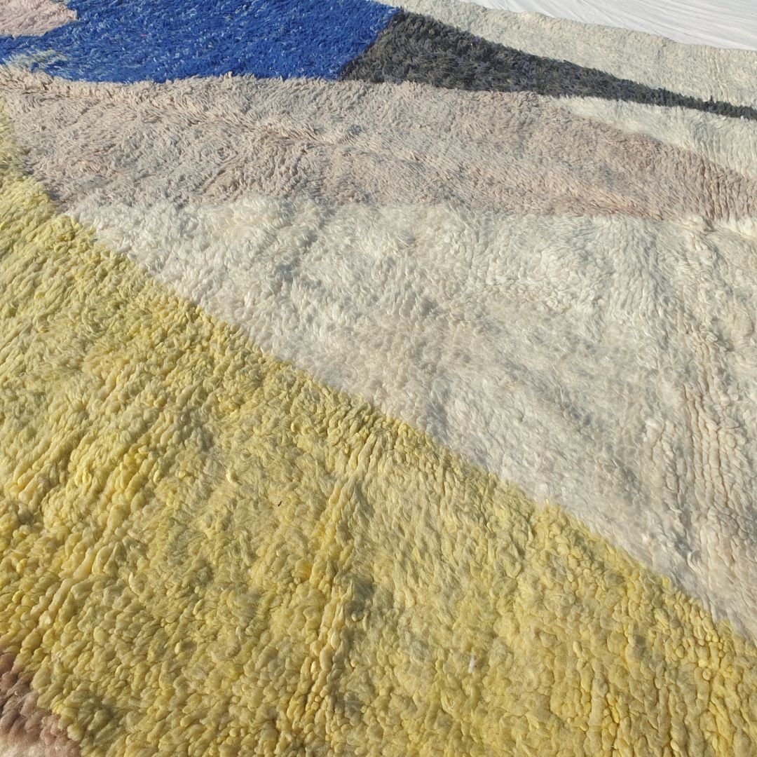 Ghlama | Abstract 6x9 Multi - Color Beni Ourain Rug - Soft Plush Berber Wool Shag Carpet | 6'89x9'55 Ft | 210x291 cm - OunizZ