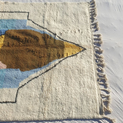 Griwa | Abstract 6x9 Colorful Beni Ourain Rug - Plush Berber Wool Shag Carpet | 6'66x9'51 Ft | 203x290 cm - OunizZ