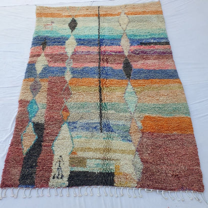 Hachla | Colorful Beni Ourain 7x10 Moroccan Rug | Handmade Berber Wool Carpet | 7'x10'50 Ft | 213x320 cm - OunizZ