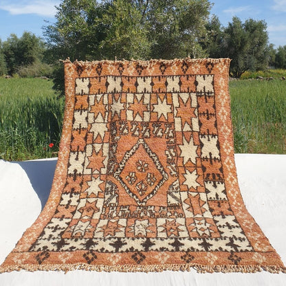 Handwoven 6x9 Large Moroccan Rug in Terracotta with Berber design