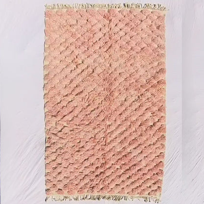 Hanna - 5x8 Soft Pink Moroccan Shag Rug - Luxury Beni Mrirt Wool Rug | 5'28x8'31 ft - 161x253 cm - OunizZ