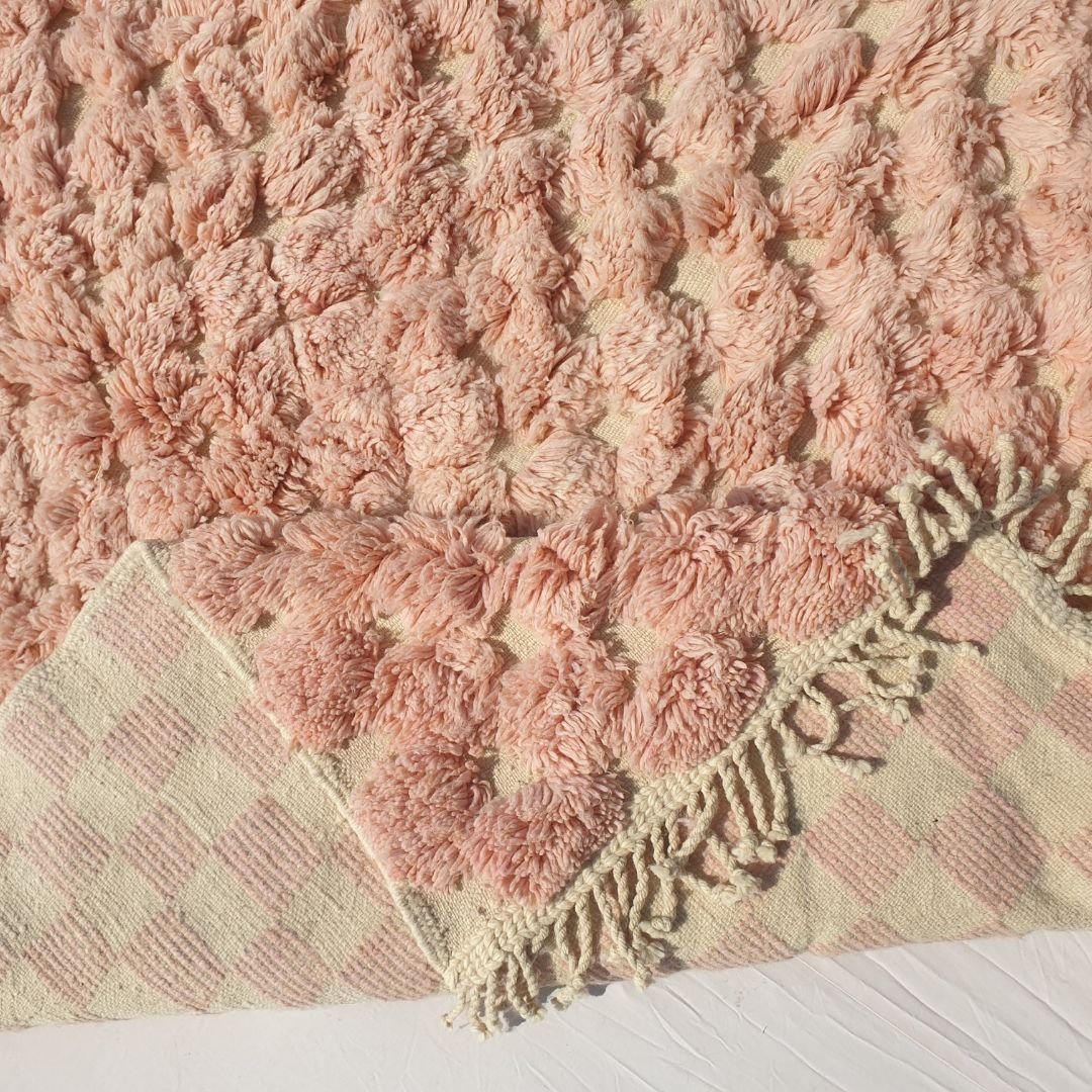 Hanna - 5x8 Soft Pink Moroccan Shag Rug - Luxury Beni Mrirt Wool Rug | 5'28x8'31 ft - 161x253 cm - OunizZ