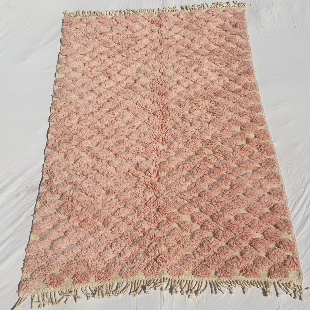 Hanna - 5x8 Soft Pink Moroccan Shag Rug - Luxury Beni Mrirt Wool Rug | 5'28x8'31 ft - 161x253 cm - OunizZ