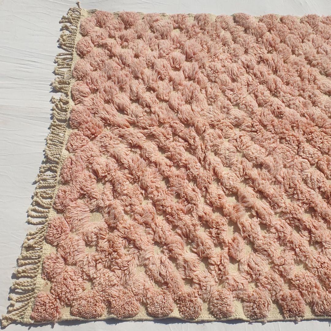 Hanna - 5x8 Soft Pink Moroccan Shag Rug - Luxury Beni Mrirt Wool Rug | 5'28x8'31 ft - 161x253 cm - OunizZ