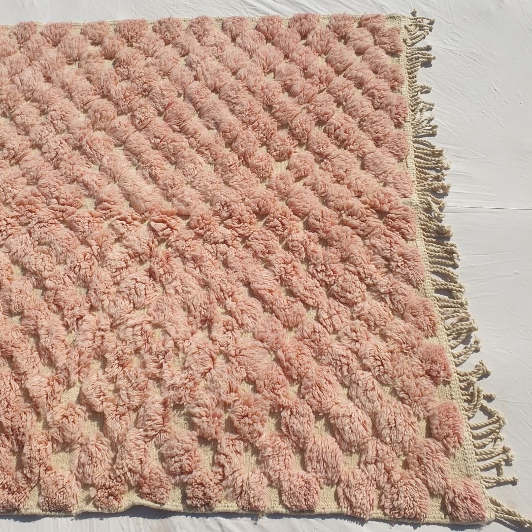 Hanna - 5x8 Soft Pink Moroccan Shag Rug - Luxury Beni Mrirt Wool Rug | 5'28x8'31 ft - 161x253 cm - OunizZ