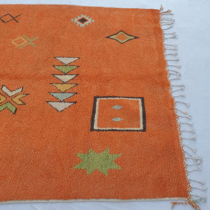 Harja - Vibrant Orange 6x9 Boujad Moroccan Rug - Handwoven Berber Tribal Wool Carpet | 6'73x9'65 Ft | 205x294 cm - OunizZ