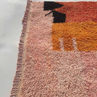 Idouh | 8x11 Moroccan Rug Pink & Orange Berber Beni Ourain for Living Room or Bedroom | 8'37x11'38 Ft | 255x347 cm - OunizZ