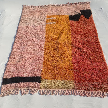 Idouh | 8x11 Moroccan Rug Pink & Orange Berber Beni Ourain for Living Room or Bedroom | 8'37x11'38 Ft | 255x347 cm - OunizZ
