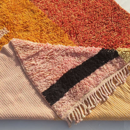 Idouh | 8x11 Moroccan Rug Pink & Orange Berber Beni Ourain for Living Room or Bedroom | 8'37x11'38 Ft | 255x347 cm - OunizZ
