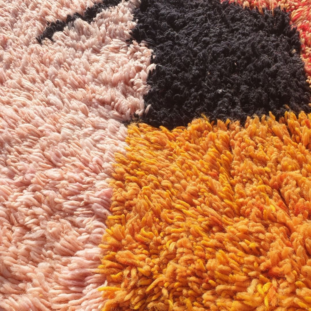 Idouh | 8x11 Moroccan Rug Pink & Orange Berber Beni Ourain for Living Room or Bedroom | 8'37x11'38 Ft | 255x347 cm - OunizZ