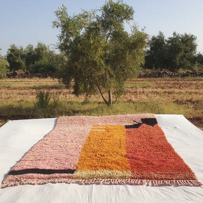 Idouh | 8x11 Moroccan Rug Pink & Orange Berber Beni Ourain for Living Room or Bedroom | 8'37x11'38 Ft | 255x347 cm - OunizZ