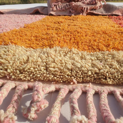 Idouh | 8x11 Moroccan Rug Pink & Orange Berber Beni Ourain for Living Room or Bedroom | 8'37x11'38 Ft | 255x347 cm - OunizZ