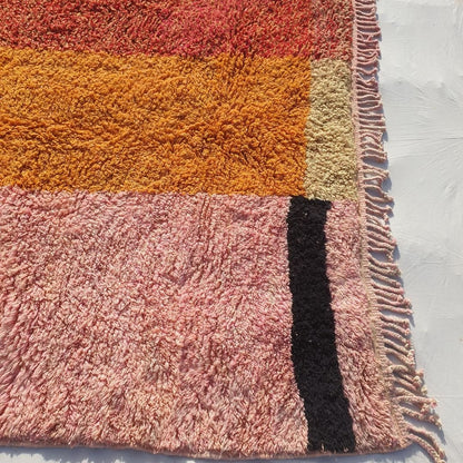 Idouh | 8x11 Moroccan Rug Pink & Orange Berber Beni Ourain for Living Room or Bedroom | 8'37x11'38 Ft | 255x347 cm - OunizZ