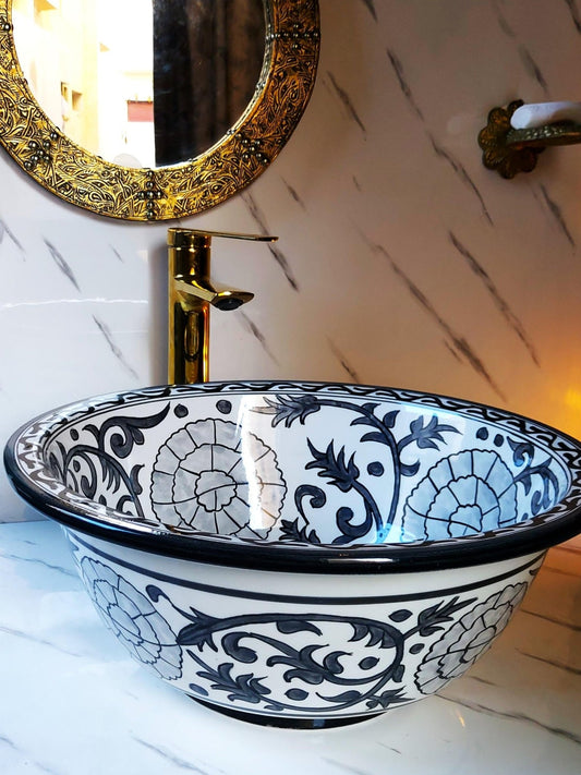 Jerada - Hand - painted Ceramic Bathroom Sink With Silver Rim – Elegant, Customizable and Lead - Free - (ETAFS) - OunizZ