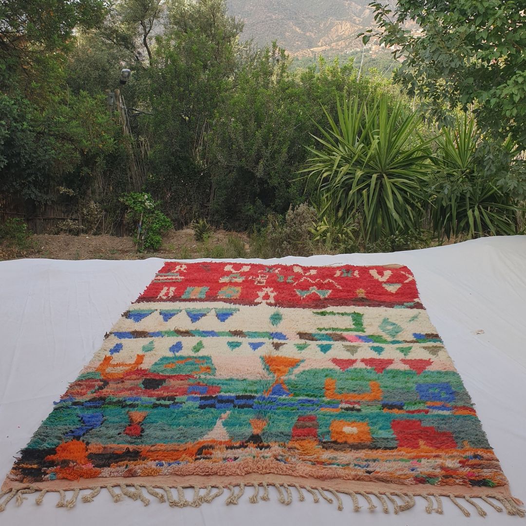 Kassra - 6x9 Moroccan Rug - Vibrant Boujad Berber Tribal Geometric Handwoven Carpet | 6'9"x9'5" Ft | 206x287 cm - OunizZ