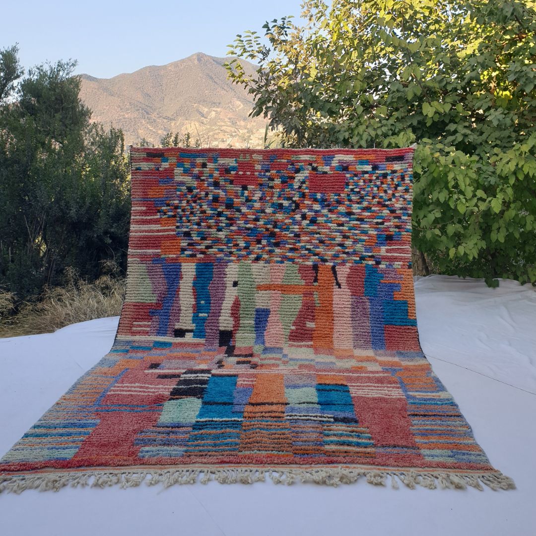 Katali - 7x10 Moroccan Rug Berber Boujad Handmade | 7'x10' Ft | 213x306 cm - OunizZ