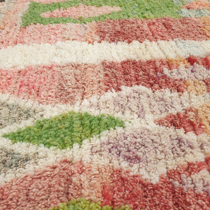 Katwa - Red Moroccan Rug with Bold Vertical Cream Column Design - Handwoven Berber Carpet | 6'4"x9'10" Ft | 193x301 cm - OunizZ