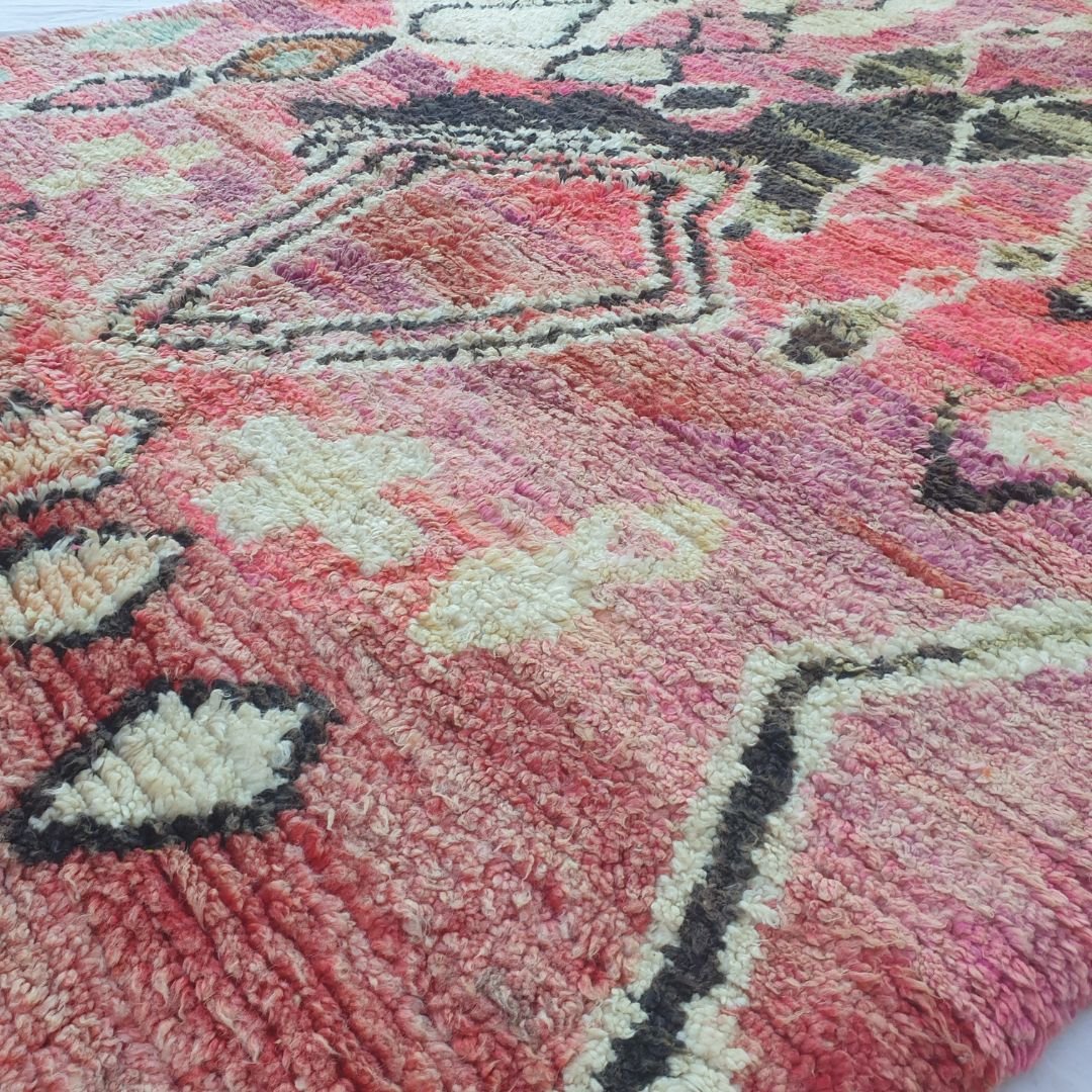 Khanila - Bold Pink Diamond Boujad Rug 6x10 ft - Vibrant Handwoven Moroccan Berber Geometric Area Rug for Eclectic Living | 6'46x10'30 Ft | 197x314 cm - OunizZ