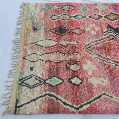 Khanila - Bold Pink Diamond Boujad Rug 6x10 ft - Vibrant Handwoven Moroccan Berber Geometric Area Rug for Eclectic Living | 6'46x10'30 Ft | 197x314 cm - OunizZ
