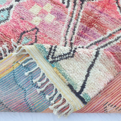 Khanila - Bold Pink Diamond Boujad Rug 6x10 ft - Vibrant Handwoven Moroccan Berber Geometric Area Rug for Eclectic Living | 6'46x10'30 Ft | 197x314 cm - OunizZ