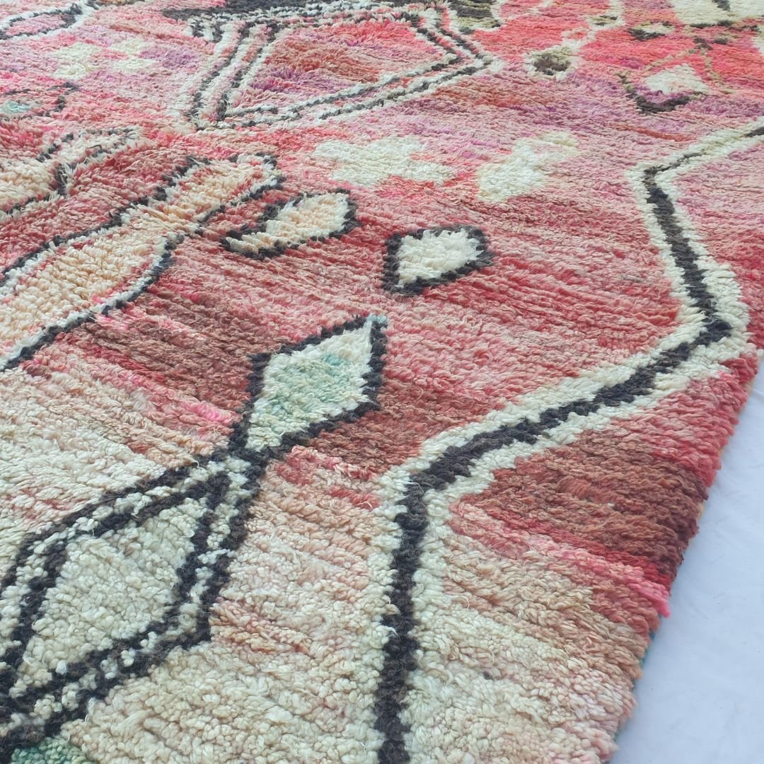 Khanila - Bold Pink Diamond Boujad Rug 6x10 ft - Vibrant Handwoven Moroccan Berber Geometric Area Rug for Eclectic Living | 6'46x10'30 Ft | 197x314 cm - OunizZ