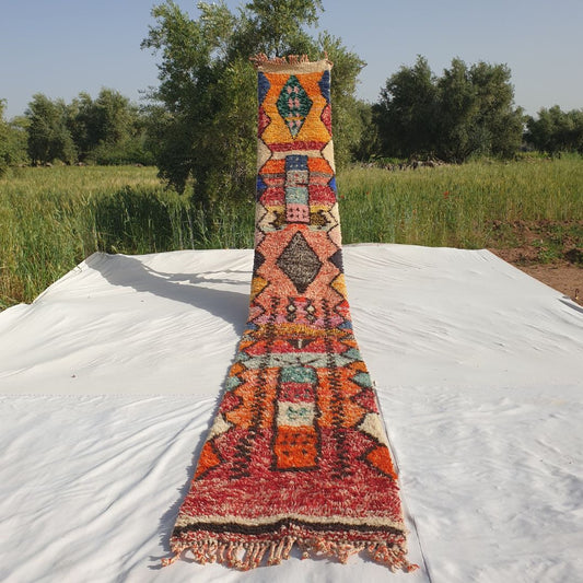 Kinima Runner | Multicolored Moroccan Beni Mrirt Runner Rug Luxurious Ultra Soft & Thick | Colorful Hallway Runner | 2'66x19'26 Ft | 81x587 cm - OunizZ