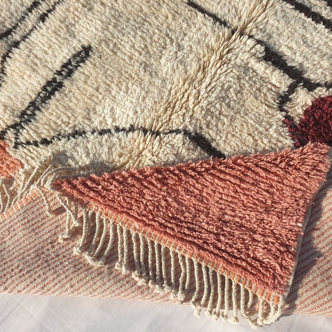 Kissmi - Abstract Beni Mrirt Luxurious 6x9 Moroccan Rug Ultra Soft & Thick | Berber Handmade Wool Carpet | 6'9"x9'4" Ft | 207x285 cm - OunizZ