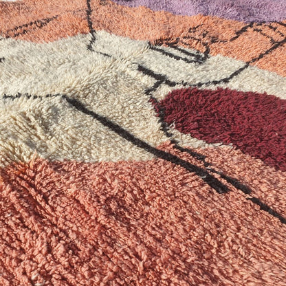 Kissmi - Abstract Beni Mrirt Luxurious 6x9 Moroccan Rug Ultra Soft & Thick | Berber Handmade Wool Carpet | 6'9"x9'4" Ft | 207x285 cm - OunizZ