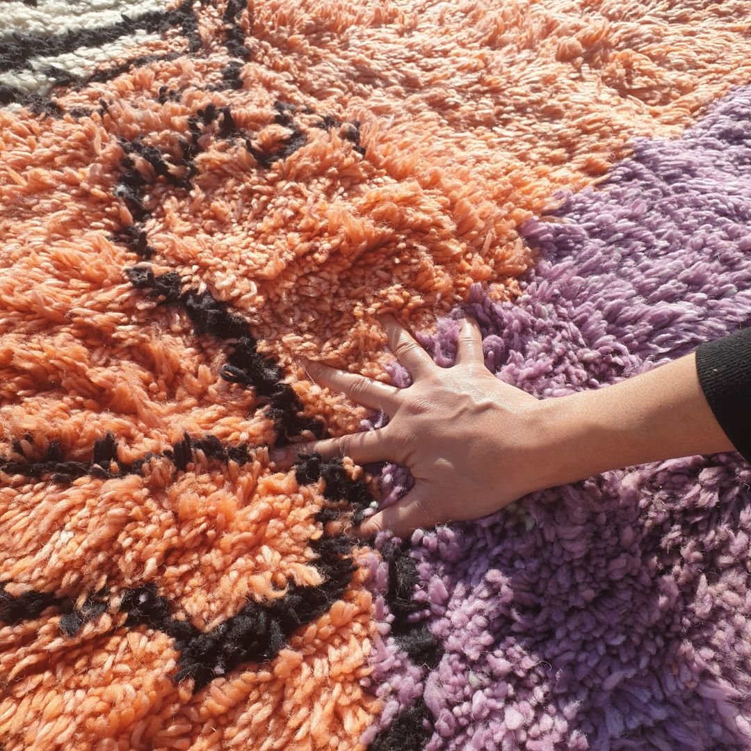 Kissmi - Abstract Beni Mrirt Luxurious 6x9 Moroccan Rug Ultra Soft & Thick | Berber Handmade Wool Carpet | 6'9"x9'4" Ft | 207x285 cm - OunizZ