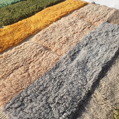 Kitia - 5x8 Olive Green Moroccan Shag Rug - Luxury Beni Mrirt Wool Rug | 5'08x8'17 ft - 155x249 cm - OunizZ