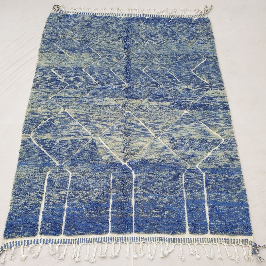 Lahba - Blue Moroccan Rug 6x9 Authentic Boujad | Berber Living room & Bedroom Rug | 6'73x9'89 Ft | 205x289 cm - OunizZ