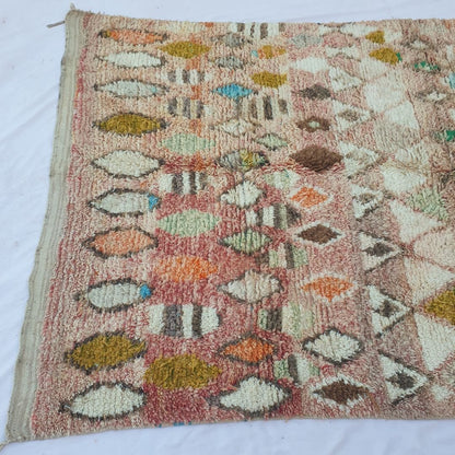 Lahnac – 6x10 Moroccan Rug – Rose Pink Boujaad Berber Handwoven Wool Carpet with Scattered Diamond Motifs | 6'2"x10'4" Ft | 188x315 cm - OunizZ
