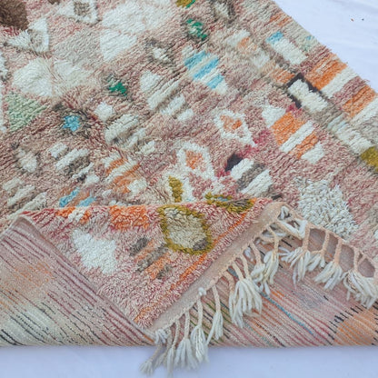 Lahnac – 6x10 Moroccan Rug – Rose Pink Boujaad Berber Handwoven Wool Carpet with Scattered Diamond Motifs | 6'2"x10'4" Ft | 188x315 cm - OunizZ