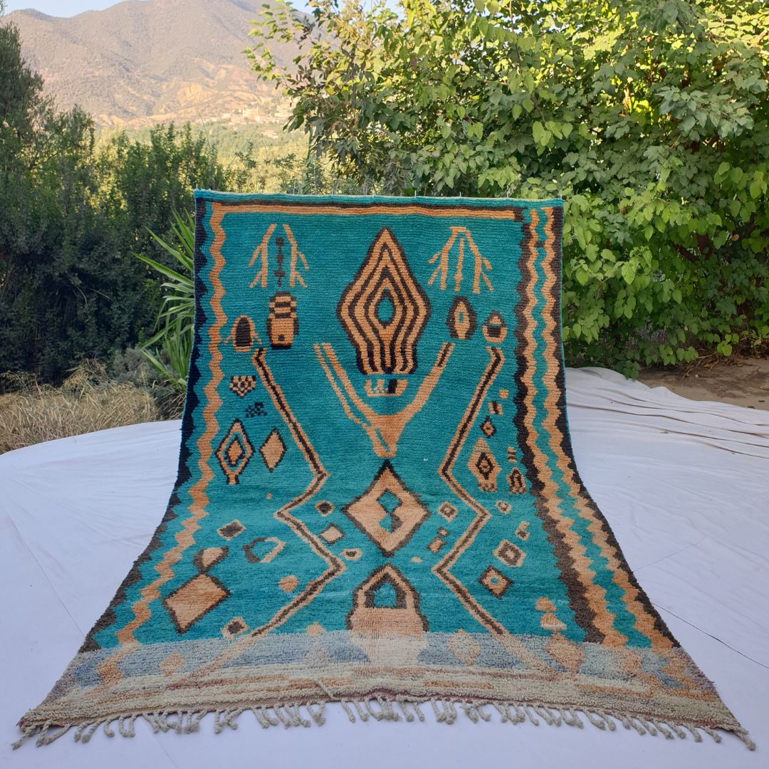 Lalaki - Turquois Boujad 6x10 Moroccan Rug Berber Handmade | 6'46x10'10 Ft | 197x308 cm - OunizZ