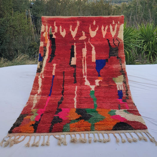 Lamaa - Red Berber Moroccan Rug 6x10 | Authentic Boujad handmade Moroccan Carpet | 6'17x10'10 Ft | 188x308 cm - OunizZ