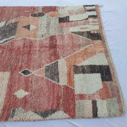 Lamhra - Vintage 6x9 Red & Pink Boujad Moroccan Rug - Handwoven Berber Wool Carpet | 6'30x9'94 Ft | 192x303 cm - OunizZ